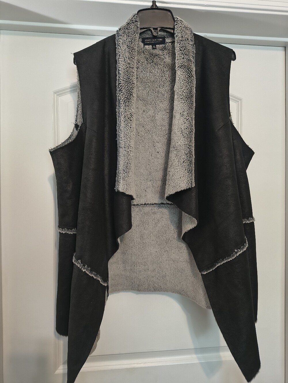 Jones New York Reversible Draped Vest - Black & Gray 2x